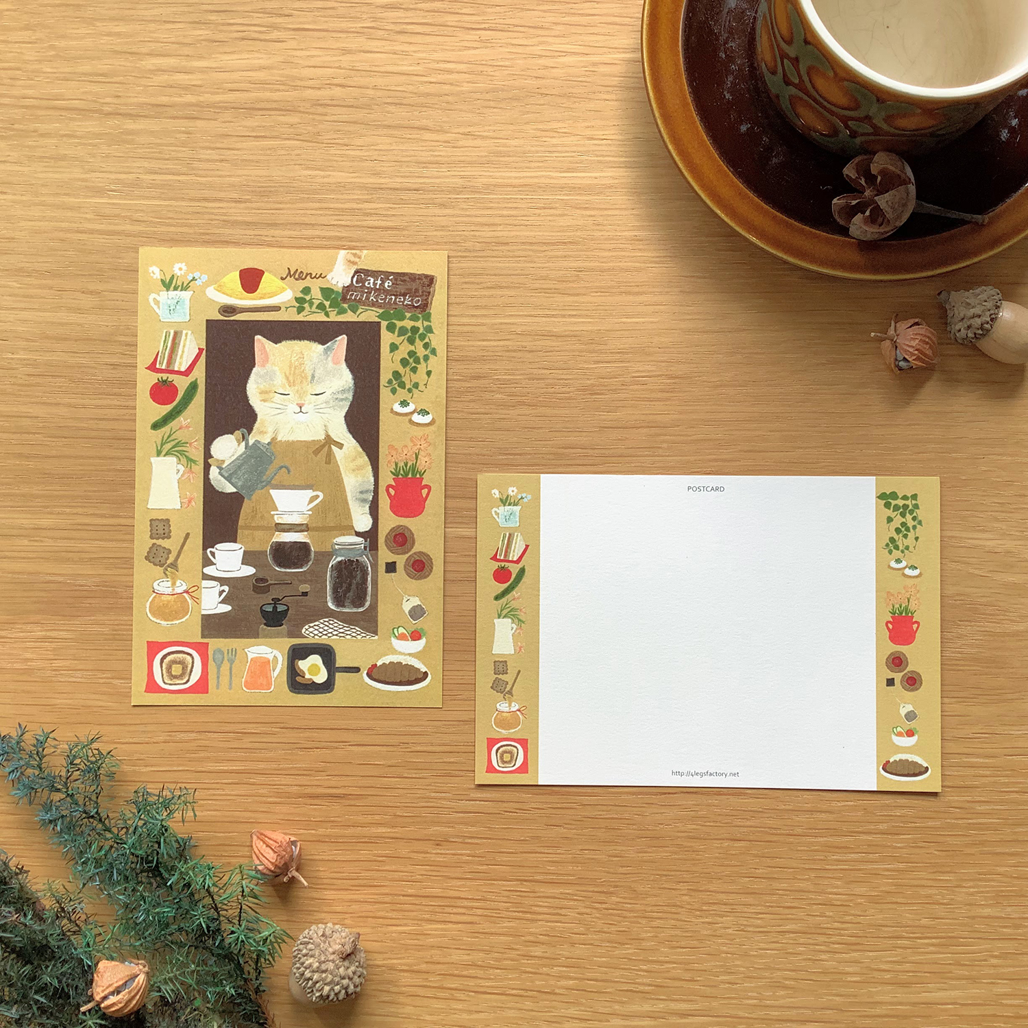ポストカード 絵本の中のねこ(#new8 カフェ三毛猫) - 画像 (2)