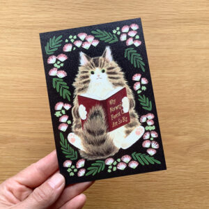 ポストカード　絵本の中のねこ（#new11 ノルウエージャンと本）