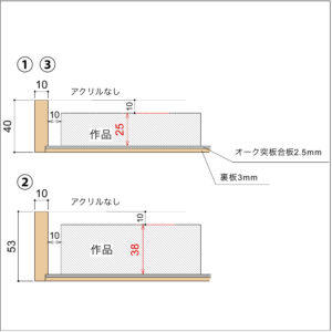 オーダーフレーム　油絵用浮かし額　３点